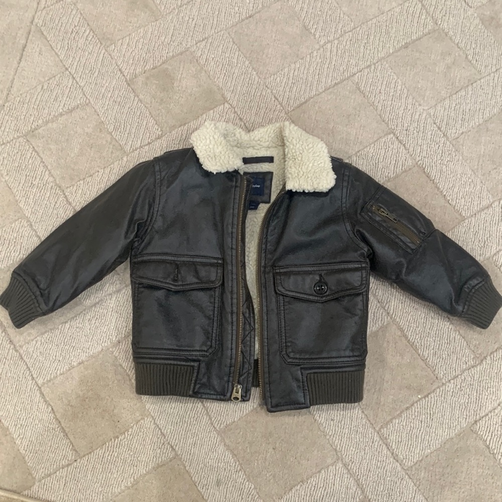 Baby Gap size 2T  faux shirling, faux leather flight coat